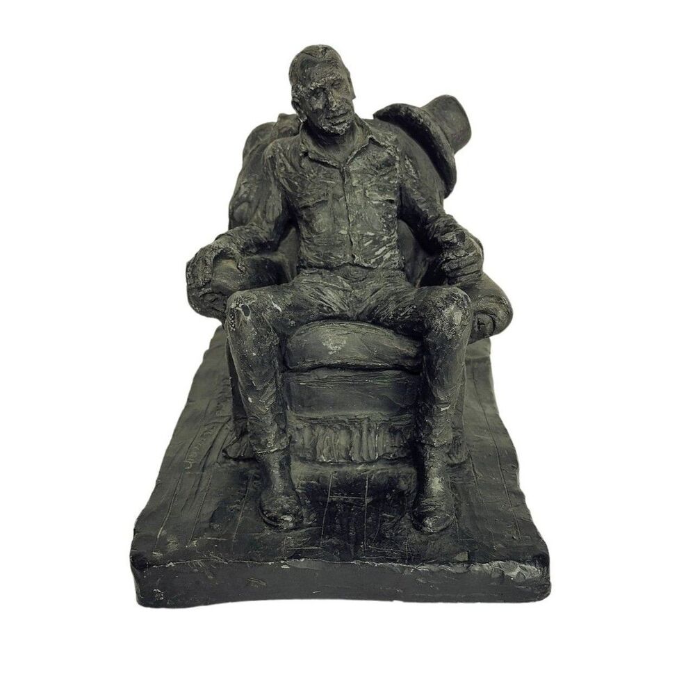 Vintage 70s "Chairman On The Range" Michael Gorman Western Sculpture